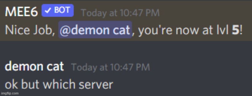 i have him set to have my levels in dms | made w/ Imgflip meme maker