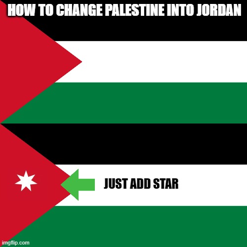 HOW TO CHANGE PALESTINE INTO JORDAN; JUST ADD STAR | image tagged in palestine | made w/ Imgflip meme maker