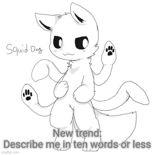 Squid dog | New trend:
Describe me in ten words or less | image tagged in squid dog | made w/ Imgflip meme maker