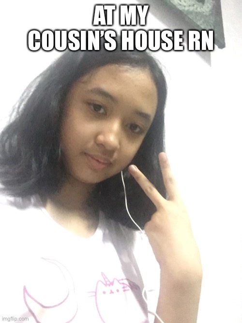 AT MY COUSIN’S HOUSE RN | made w/ Imgflip meme maker