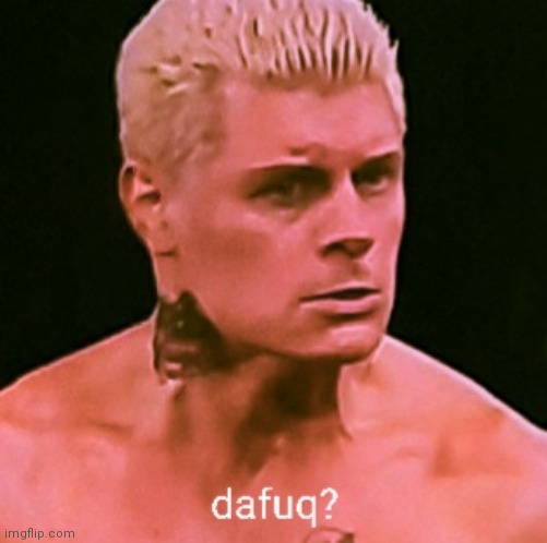 New meme template (reaction meme) | image tagged in cody rhodes dafuq,aew,all elite wrestling,stop reading the tags | made w/ Imgflip meme maker