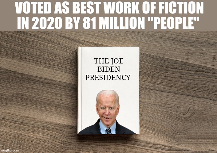 For fans of fiction novels, a real gem... | VOTED AS BEST WORK OF FICTION IN 2020 BY 81 MILLION "PEOPLE"; THE JOE BIDEN PRESIDENCY | image tagged in blank book cover,lol | made w/ Imgflip meme maker
