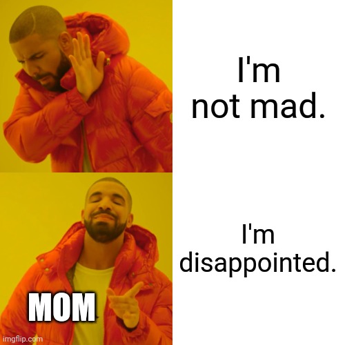 That's even worse. | I'm not mad. I'm disappointed. MOM | image tagged in memes,drake hotline bling | made w/ Imgflip meme maker
