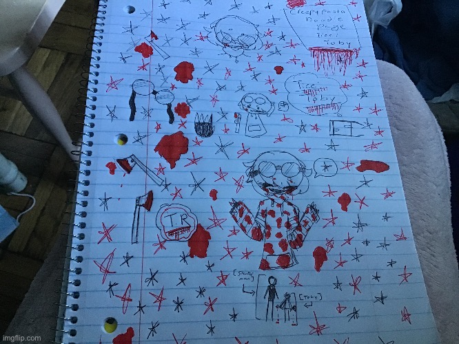 doodle page of Ticci Toby that I found in my journal | image tagged in creepypasta,doodles | made w/ Imgflip meme maker