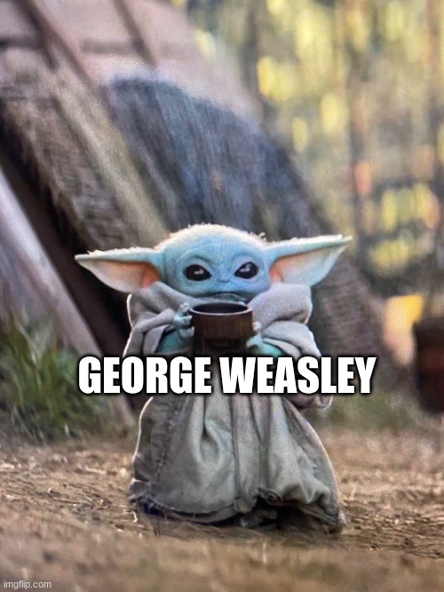 BABY YODA TEA | GEORGE WEASLEY | image tagged in baby yoda tea | made w/ Imgflip meme maker