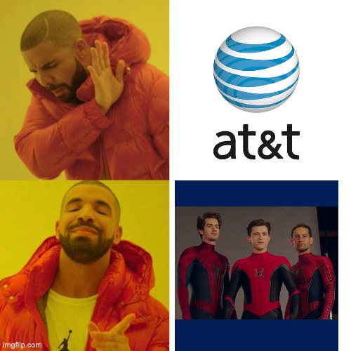 AT&T | image tagged in drake blank,spider-man | made w/ Imgflip meme maker