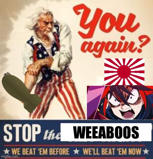 poster | WEEABOOS | image tagged in no anime | made w/ Imgflip meme maker