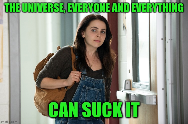 Sage advice! | THE UNIVERSE, EVERYONE AND EVERYTHING; CAN SUCK IT | image tagged in the duff | made w/ Imgflip meme maker