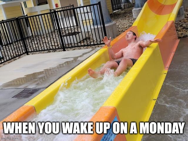 True | WHEN YOU WAKE UP ON A MONDAY | image tagged in repost me | made w/ Imgflip meme maker