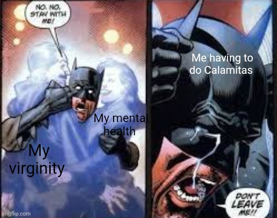 No no stay with me | My virginity My mental health Me having to do Calamitas | image tagged in no no stay with me | made w/ Imgflip meme maker
