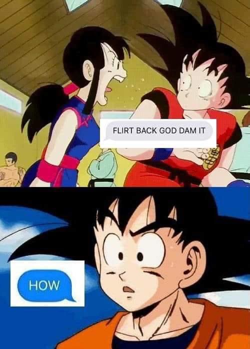 High Quality Goku flirt back Blank Meme Template