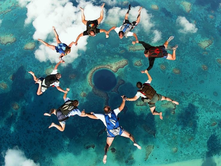 Skydiving Over The Great Blue Hole, Belize | image tagged in awesome,pics,photography | made w/ Imgflip meme maker