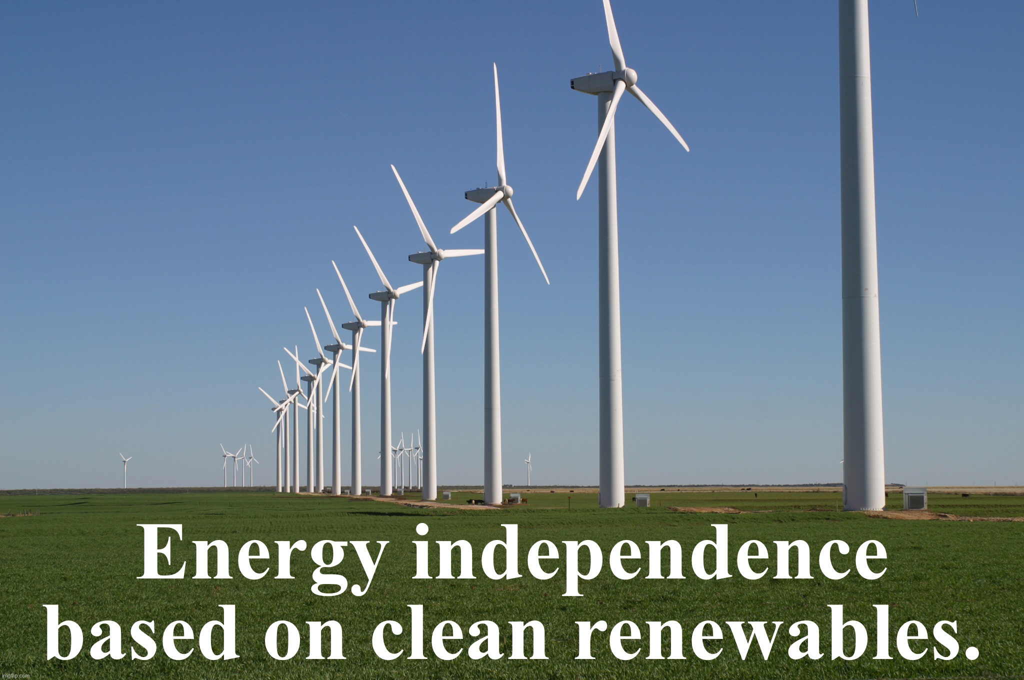 We have abundant renewable energy at home. Stop sending American dollars overseas to corrupt petrostates. | Energy independence based on clean renewables. | image tagged in windmill,clean,energy,infrastructure,petrostates,renewable energy | made w/ Imgflip meme maker