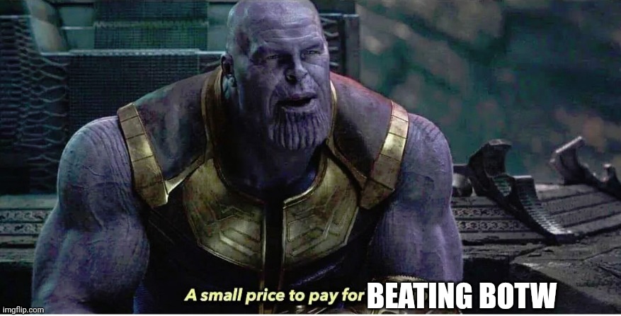 A small price to pay for salvation | BEATING BOTW | image tagged in a small price to pay for salvation | made w/ Imgflip meme maker