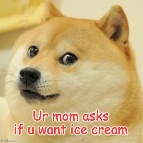 Doge likes da ice cream | Ur mom asks if u want ice cream | image tagged in memes,doge | made w/ Imgflip meme maker