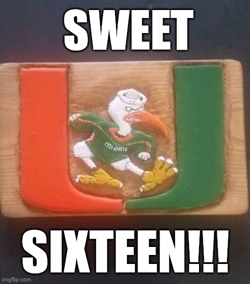 Miami Hurricanes March Madness | SWEET; SIXTEEN!!! | image tagged in college life | made w/ Imgflip meme maker