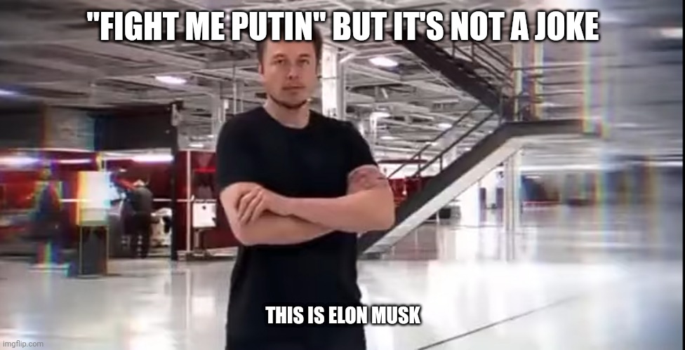 This is Elon Musk | "FIGHT ME PUTIN" BUT IT'S NOT A JOKE; THIS IS ELON MUSK | image tagged in this is elon musk | made w/ Imgflip meme maker