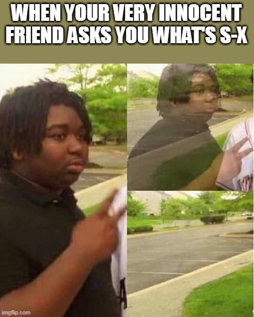 goodbye | WHEN YOUR VERY INNOCENT FRIEND ASKS YOU WHAT'S S-X | image tagged in disappearing | made w/ Imgflip meme maker