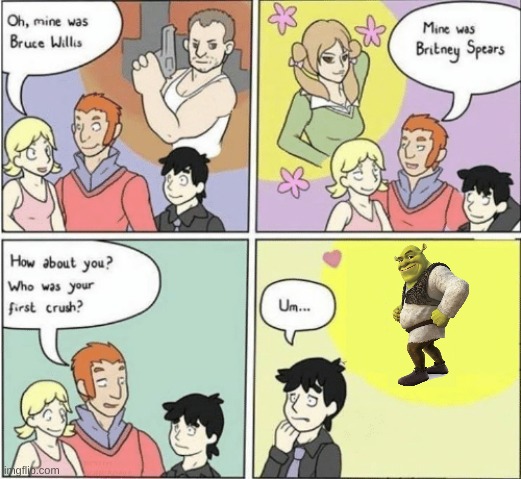 S H R E K | image tagged in childhood crushes template | made w/ Imgflip meme maker