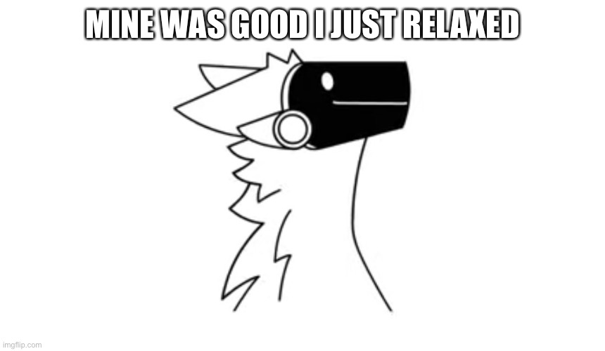 MINE WAS GOOD I JUST RELAXED | image tagged in protogen | made w/ Imgflip meme maker