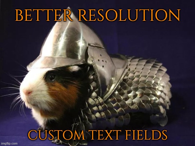 I made this without realizing it was already made however this one is an improvement | BETTER RESOLUTION; CUSTOM TEXT FIELDS | image tagged in guinea pig battle armor,memes,template,resolution,text fields | made w/ Imgflip meme maker