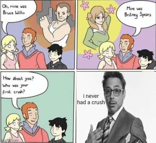 idk | i never had a crush | image tagged in childhood crushes template | made w/ Imgflip meme maker