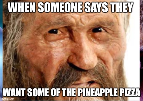 *visible confusion* | WHEN SOMEONE SAYS THEY; WANT SOME OF THE PINEAPPLE PIZZA | image tagged in visible confusion | made w/ Imgflip meme maker