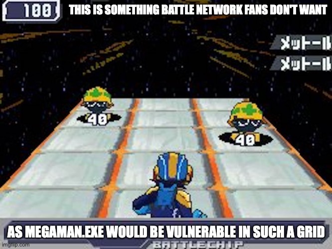 MegaMan.EXE in a Star Force Grid | THIS IS SOMETHING BATTLE NETWORK FANS DON'T WANT; AS MEGAMAN.EXE WOULD BE VULNERABLE IN SUCH A GRID | image tagged in megaman,megaman battle network,megaman star force,memes,gaming | made w/ Imgflip meme maker
