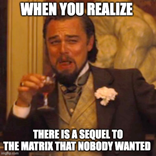 The Matrix Resurrections | WHEN YOU REALIZE; THERE IS A SEQUEL TO THE MATRIX THAT NOBODY WANTED | image tagged in memes,laughing leo | made w/ Imgflip meme maker