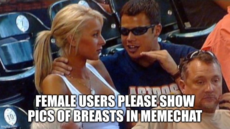 do it | FEMALE USERS PLEASE SHOW PICS OF BREASTS IN MEMECHAT | image tagged in bro explaining | made w/ Imgflip meme maker