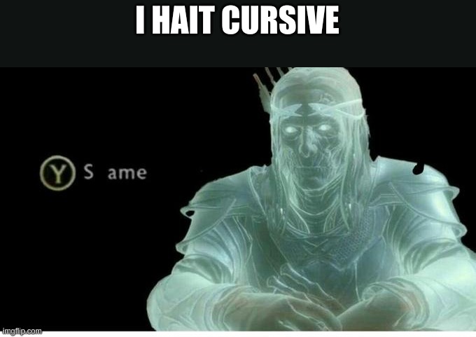 Same | I HAIT CURSIVE | image tagged in same | made w/ Imgflip meme maker