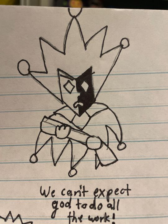 High Quality Dimentio with a gun: We can't expect god to do all the work! Blank Meme Template