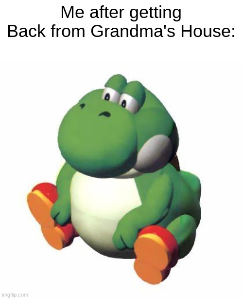 Thicc Yoshi | Me after getting Back from Grandma's House: | image tagged in big yoshi,memes,yoshi,grandma,thicc | made w/ Imgflip meme maker
