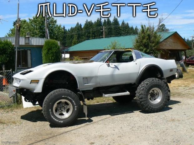 corvette monster trucks  | 爪ㄩᗪ-ᐯ乇ㄒㄒ乇 | image tagged in mud,corvette | made w/ Imgflip meme maker
