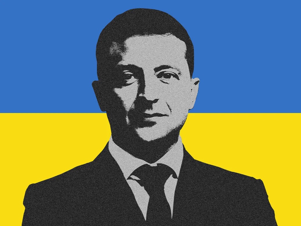 High Quality Volodymyr Zelensky Ukrainian flag Blank Meme Template