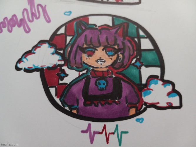 I drew again | image tagged in cat,purple,drawing | made w/ Imgflip meme maker