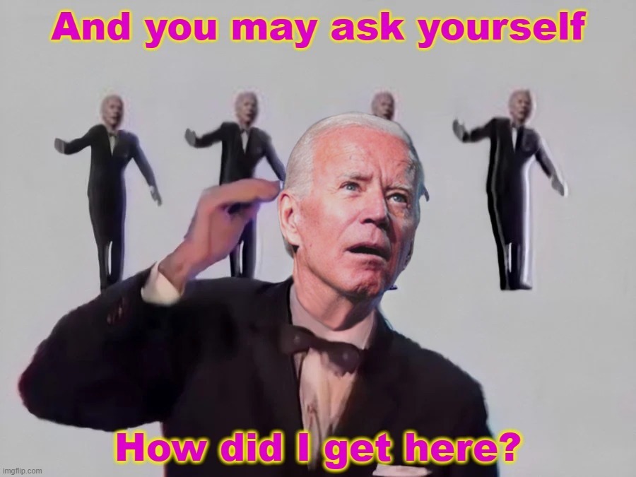 This is not my beautiful house. This is not my beautiful wife. This is not my beautiful President! | image tagged in biden,talking heads,once in a lifetime,inflation,gas,election fraud | made w/ Imgflip meme maker