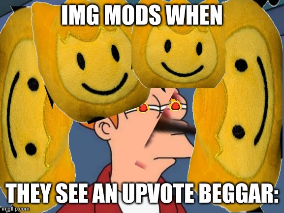 Futurama Fry Meme | IMG MODS WHEN THEY SEE AN UPVOTE BEGGAR: | image tagged in memes,futurama fry | made w/ Imgflip meme maker