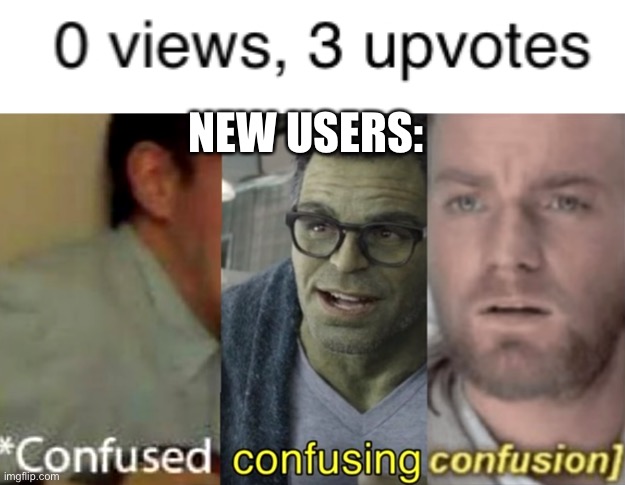 NEW USERS: | image tagged in confused confusing confusion | made w/ Imgflip meme maker