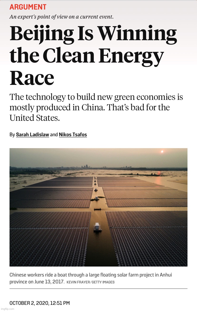 Maybe we should try to win this clean energy race | made w/ Imgflip meme maker