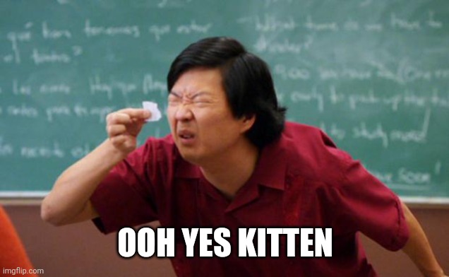 Tiny piece of paper | OOH YES KITTEN | image tagged in tiny piece of paper | made w/ Imgflip meme maker