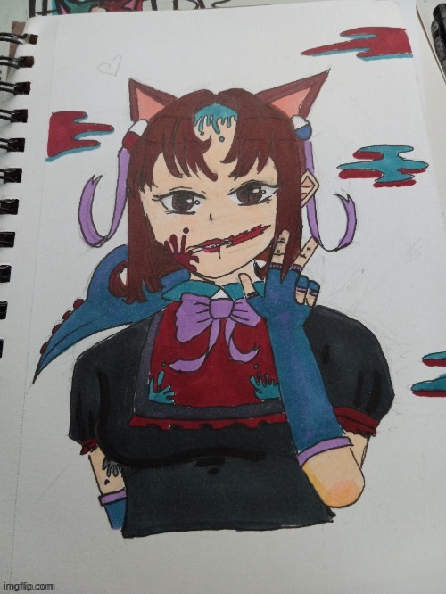 my finished product.... | image tagged in cat,anime,drawing | made w/ Imgflip meme maker