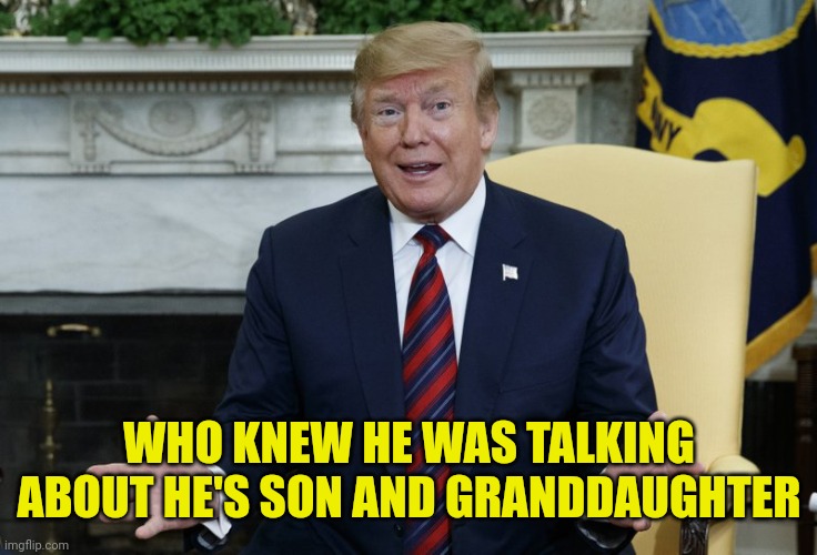 Who Knew? | WHO KNEW HE WAS TALKING ABOUT HE'S SON AND GRANDDAUGHTER | image tagged in who knew | made w/ Imgflip meme maker