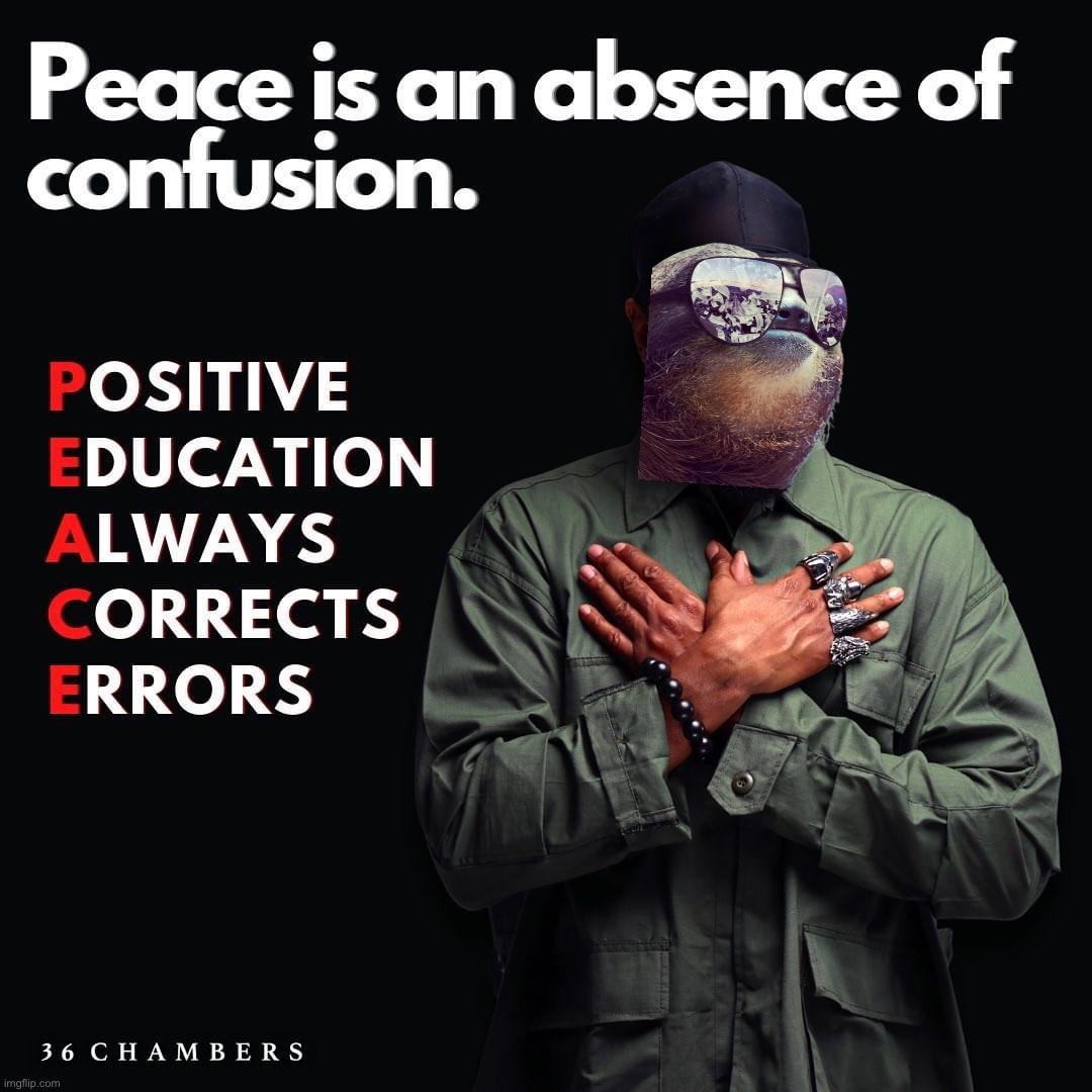 P.E.A.C.E. | image tagged in rza peace,p,e,a,ce,peace | made w/ Imgflip meme maker