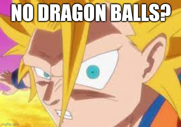 No dragon balls? |  NO DRAGON BALLS? | image tagged in memes,funny,funny memes,dragon ball z,dragon ball,dragon ball super | made w/ Imgflip meme maker