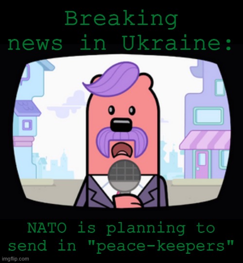 If thats so, then game over | Breaking news in Ukraine:; NATO is planning to send in "peace-keepers" | image tagged in wuzzleburge news reporter | made w/ Imgflip meme maker