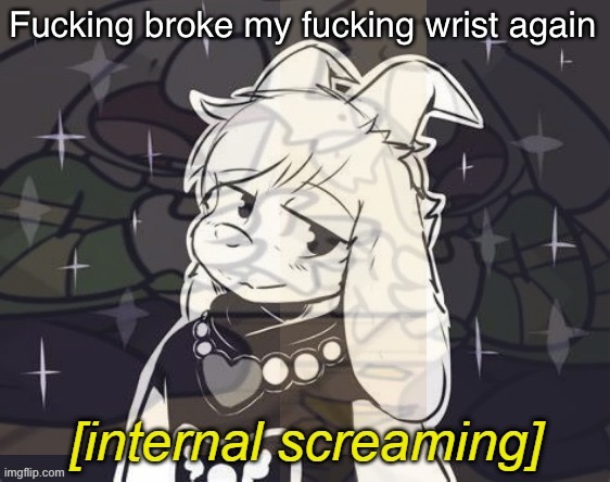 So uhh game development is gonna halt momentarily | Fucking broke my fucking wrist again | image tagged in asriel internal screaming | made w/ Imgflip meme maker
