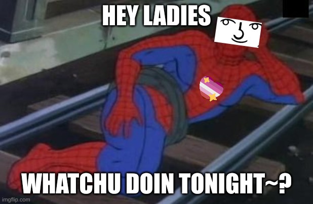 hey ladies ( ͡° ͜ʖ ͡°) | HEY LADIES; WHATCHU DOIN TONIGHT~? | image tagged in memes,sexy railroad spiderman,spiderman | made w/ Imgflip meme maker