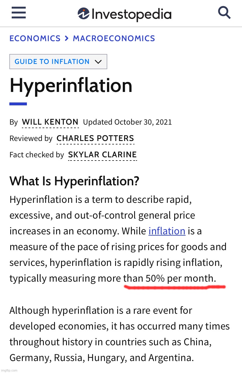 Hyperinflation definition | image tagged in hyperinflation definition | made w/ Imgflip meme maker