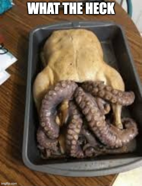 octochicken | WHAT THE HECK | image tagged in memes,funny,chicken,cursed,what the heck | made w/ Imgflip meme maker